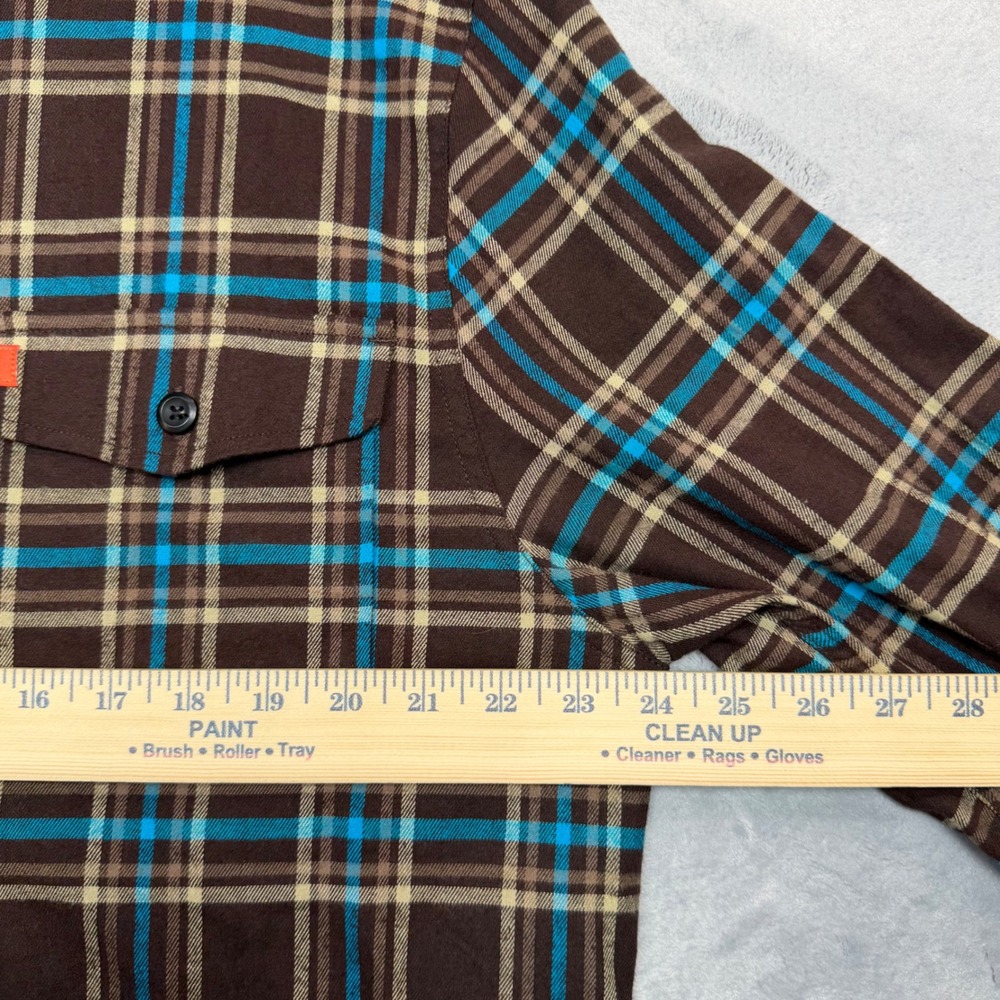 The American Outdoorsman Flannel Shirt Mens L Brown Plaid Long Sleeve Button Up - Picture 10 of 12